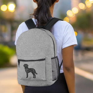 Black Labrador Retriever Cute Cartoon Dog Grey Printed Backpack
