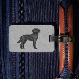 Black Labrador Retriever Cute Cartoon Lab Dog Grey Luggage Tag