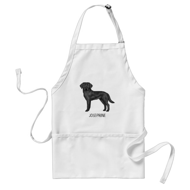 Black Labrador Retriever Cute Dog With Custom Name Standard Apron (Front)