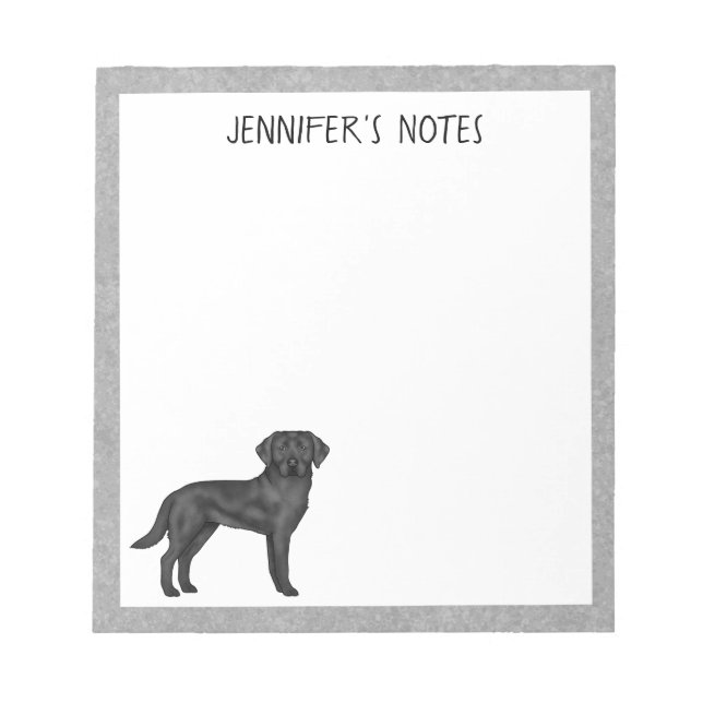 Black Labrador Retriever Cute Lab Dog Custom Title Notepad (Front)