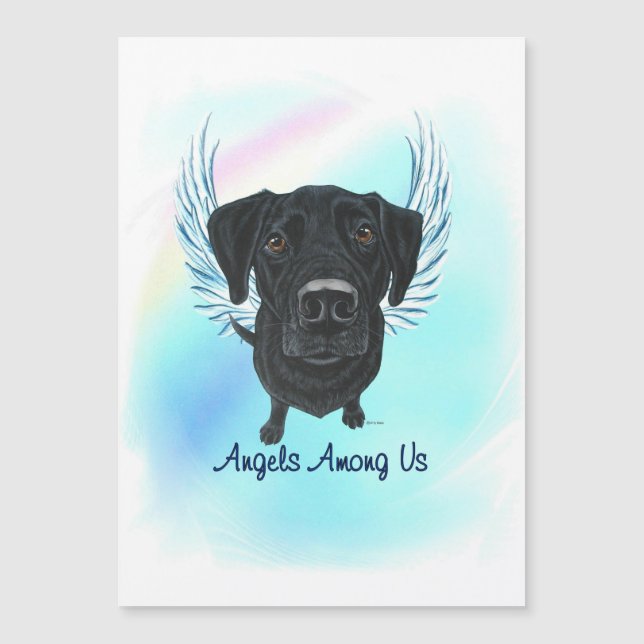 Black Labrador Retriever Dog Angel Magnet (Front)