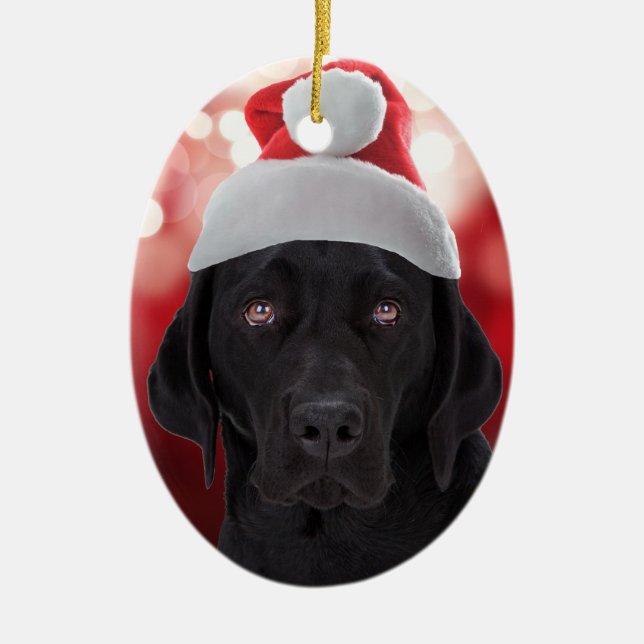 Black Labrador Retriever dog Ceramic Tree Decoration (Front)