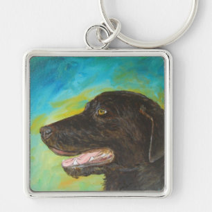 Black Labrador Retriever Dog Charm Keychains