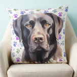 Black Labrador Retriever Dog Colourful Paw Prints  Cushion<br><div class="desc">Introducing our Labrador Retriever Pillow, the perfect addition to any dog lover's home decor collection. Available in black, yellow or chocolate labs, this pillow features colourful paw prints in a retro yet modern style. Designed for labrador lovers, breeders, dog moms and dads alike, this pillow is a stylish way to...</div>