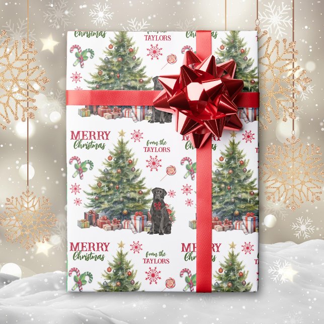 Black Labrador Retriever Dog Holiday Tree Wrapping Paper (Creator Uploaded)