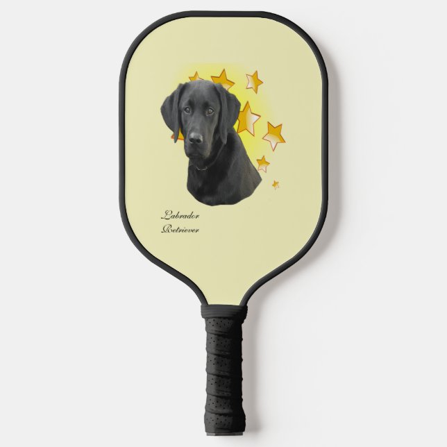Black Labrador Retriever Dog is a Star   Pickleball Paddle (Front)