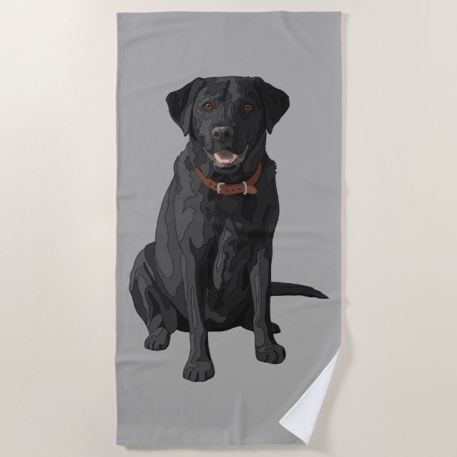 Black Labrador Retriever Dog Lover Beach Towel (Front)