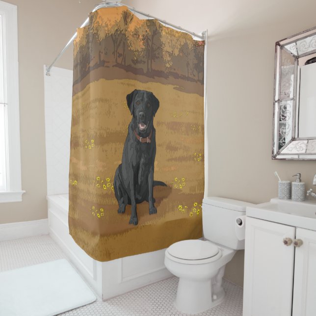Black Labrador Retriever Dog Lover Gift Shower Curtain (In Situ)