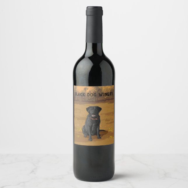 Black Labrador Retriever Dog Lover Gift Wine Label (Front)