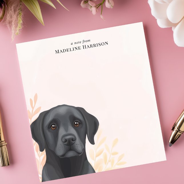 Black Labrador Retriever Dog Personalised Name Notepad (Creator Uploaded)