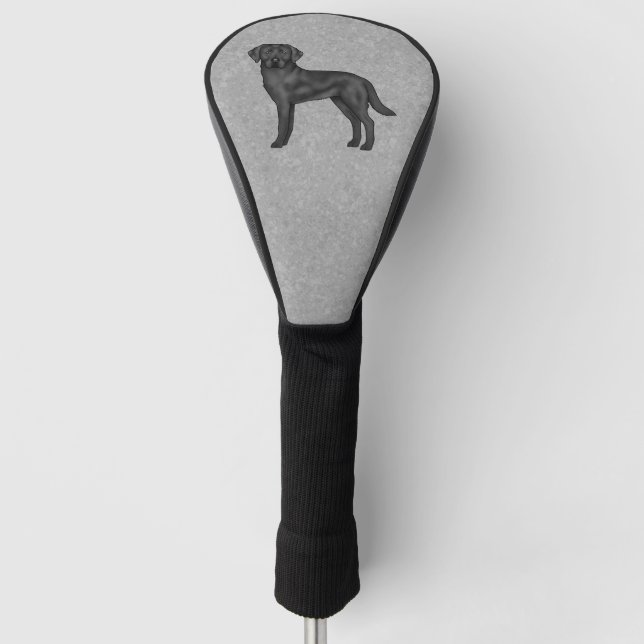 Black Labrador Retriever Drawing Cute Cartoon Dog Golf Head Cover (Front)