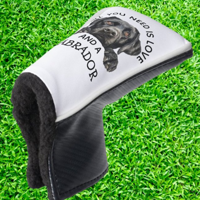 Black  Labrador Retriever Golf Head Cover (Protect your clubs with a charming Black Labrador Retriever golf head cover. )