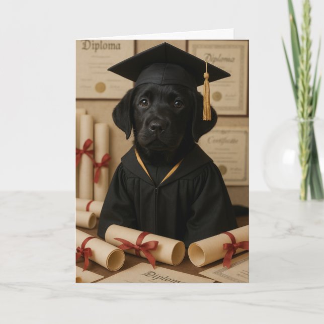 Black Labrador Retriever Graduation  Card (Front)