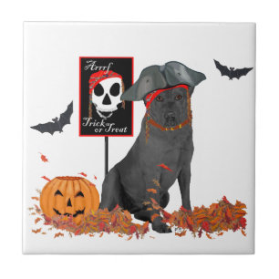 Black Labrador Retriever Halloween Tile
