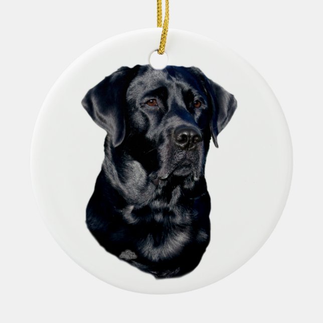 Black Labrador Retriever head ornament (Front)