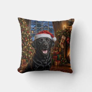 Black Labrador Retriever Holiday  Cushion