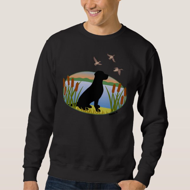 Black Labrador Retriever Hunting Dog Sunset Sweatshirt (Front)