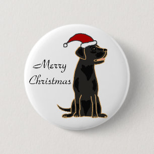 Black Labrador Retriever in Santa Hat 6 Cm Round Badge