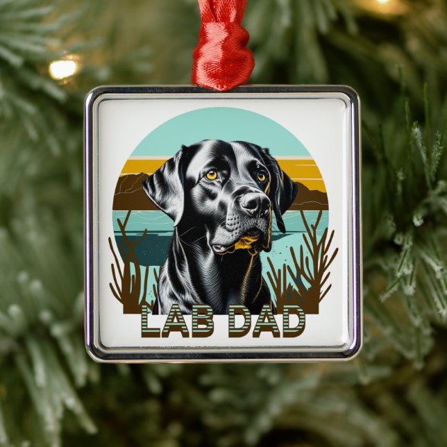 Black Labrador Retriever | Lab Dad Metal Tree Decoration (Tree)