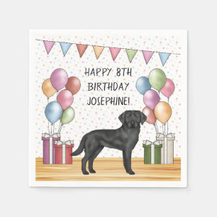 Black Labrador Retriever Lab Dog Colourful Birthda Napkin