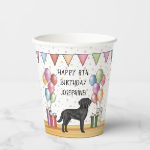 Black Labrador Retriever Lab Dog Colourful Birthda Paper Cups