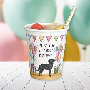 Black Labrador Retriever Lab Dog Colourful Birthda Paper Cups