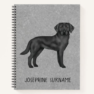 Black Labrador Retriever Lab Dog Custom Name Grey Notebook