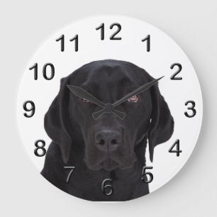 Black Labrador Retriever Large Clock