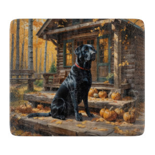 Black Labrador Retriever Log Cabin Autumn Cutting Board