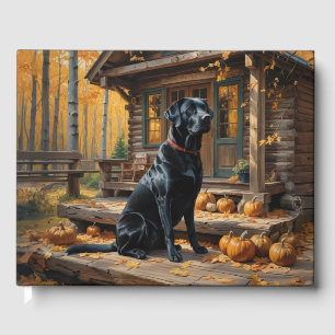 Black Labrador Retriever Log Cabin Autumn Guest Book