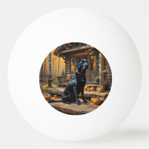 Black Labrador Retriever Log Cabin Autumn Ping Pong Ball