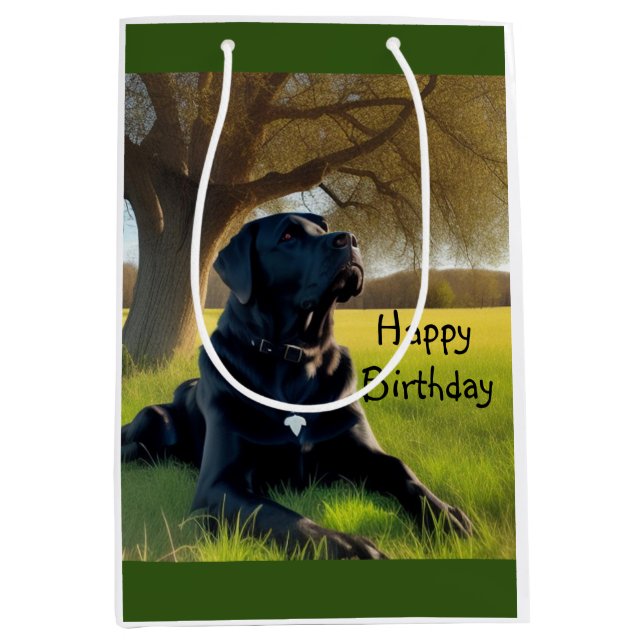 Black Labrador Retriever Medium Gift Bag (Front)