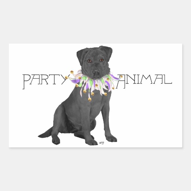 Black Labrador Retriever Party Rectangular Sticker (Front)