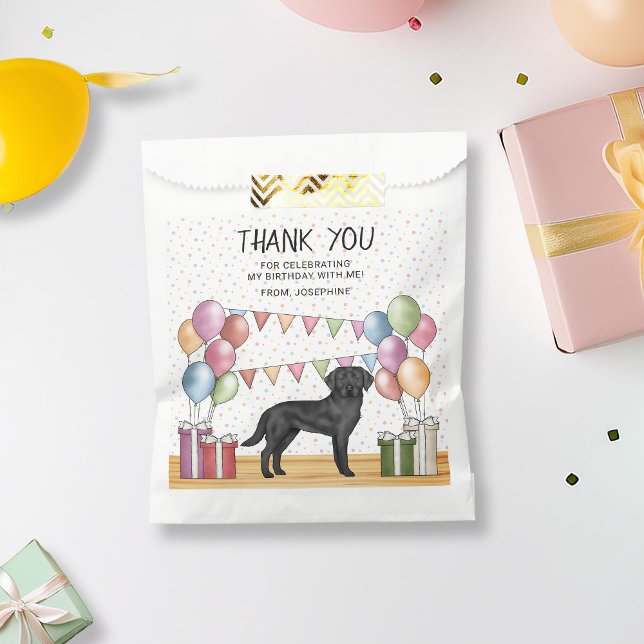 Black Labrador Retriever Pastel Birthday Thank You Favour Bags (Creator Uploaded)