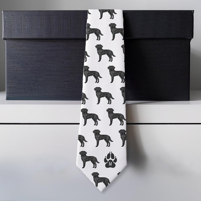Black Labrador Retriever Pattern Custom Monogram Tie (Creator Uploaded)