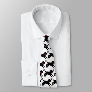 Black Labrador Retriever Pattern Running Dog Tie