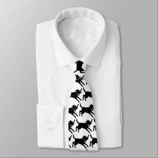 Black Labrador Retriever Pattern Running Dog Tie