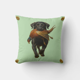 Black Labrador Retriever & Pheasant throw cushion