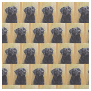 Black Labrador Retriever Portrait Dog Art Fabric