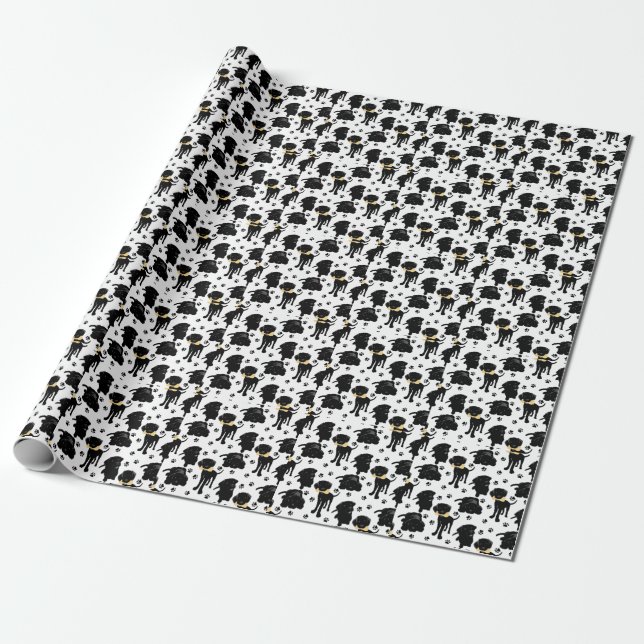 Black Labrador Retriever Puppies Wrapping Paper (Unrolled)