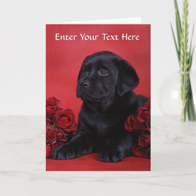 Black Labrador Retriever Puppy Dog Greeting Card (Front)