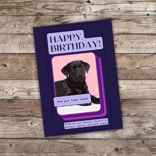 Black Labrador Retriever Purple Happy Birthday  Card