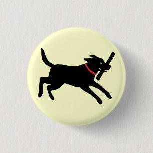 Black Labrador Retriever Running   Happy Black Dog 3 Cm Round Badge
