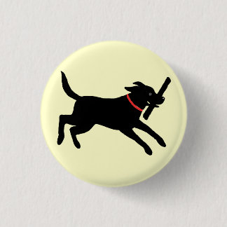Black Labrador Retriever Running | Happy Black Dog 3 Cm Round Badge
