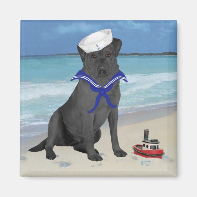 Black Labrador Retriever Sailor Magnet (Front)