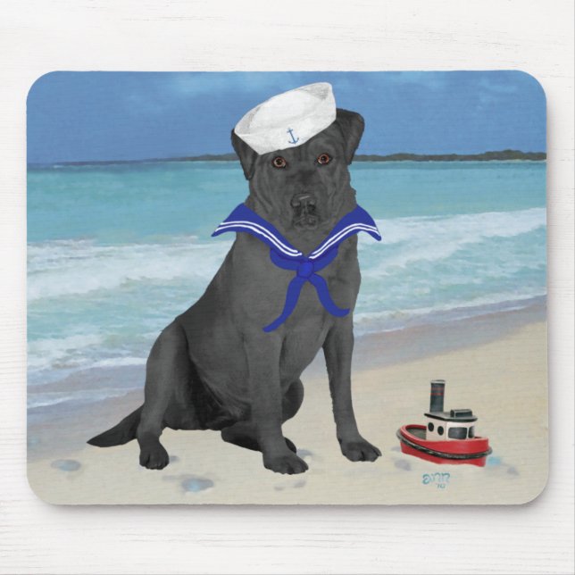 Black Labrador Retriever Sailor Mouse Pad (Front)