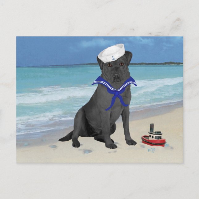 Black Labrador Retriever Sailor Postcard (Front)