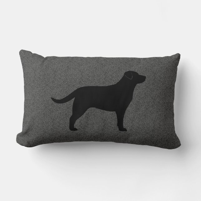Black Labrador Retriever Silhouette Decorative Lumbar Cushion (Front)