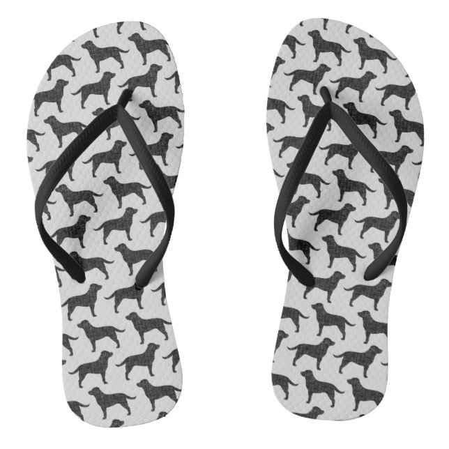 Black Labrador Retriever Silhouettes Pattern Jandals (Footbed)