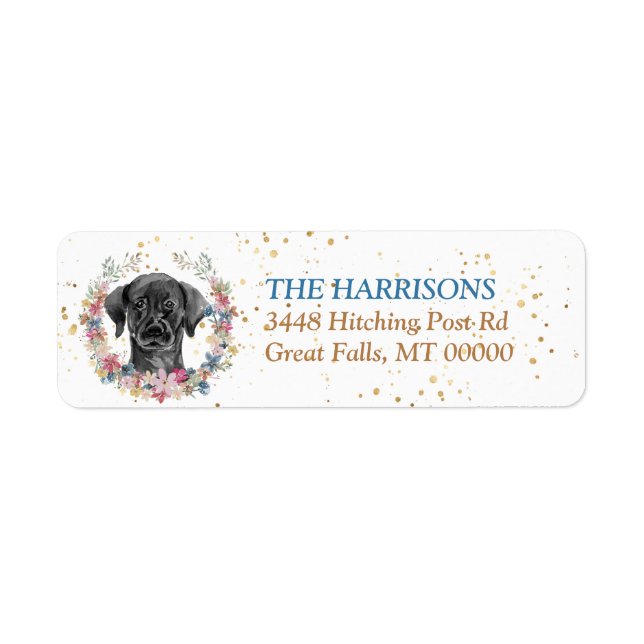 Black Labrador Retriever Spring Flowers Wreath (Front)